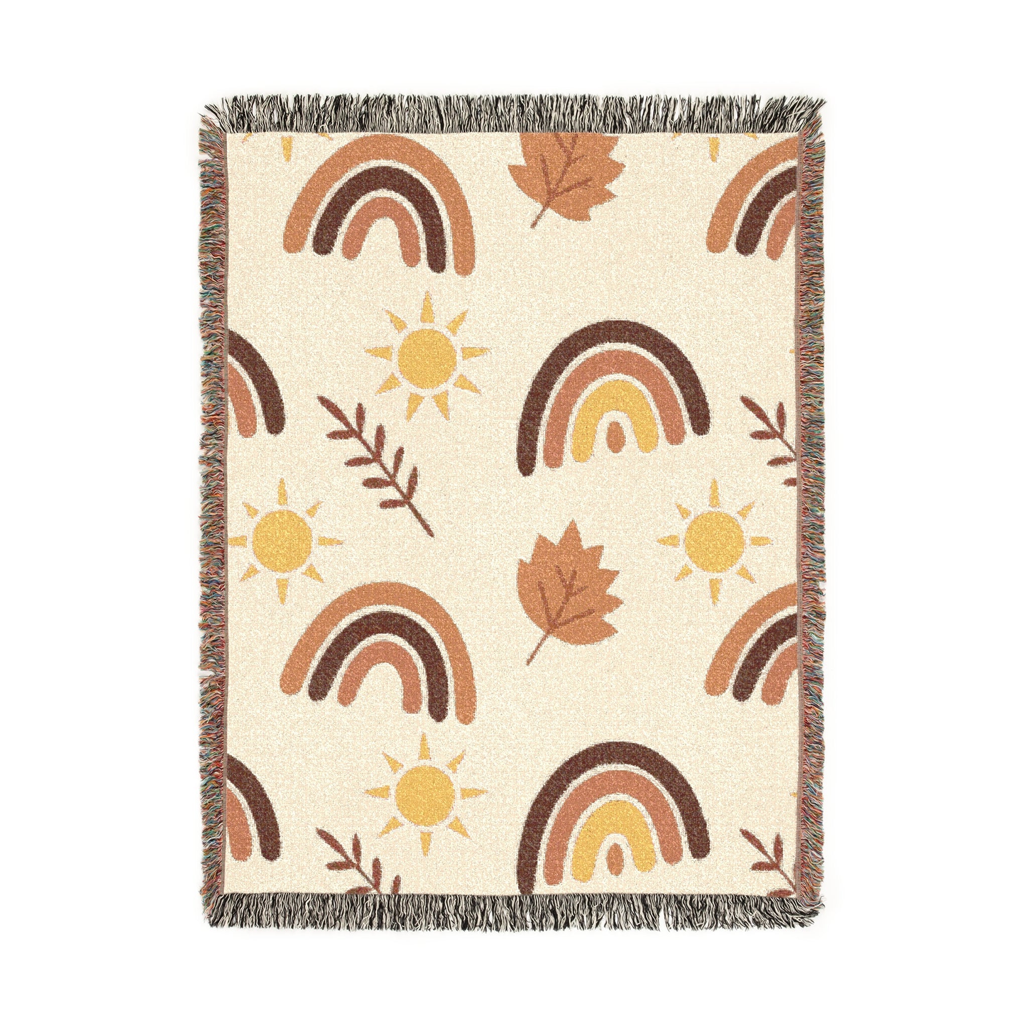 Sunset Leaves Autumn Woven Blanket