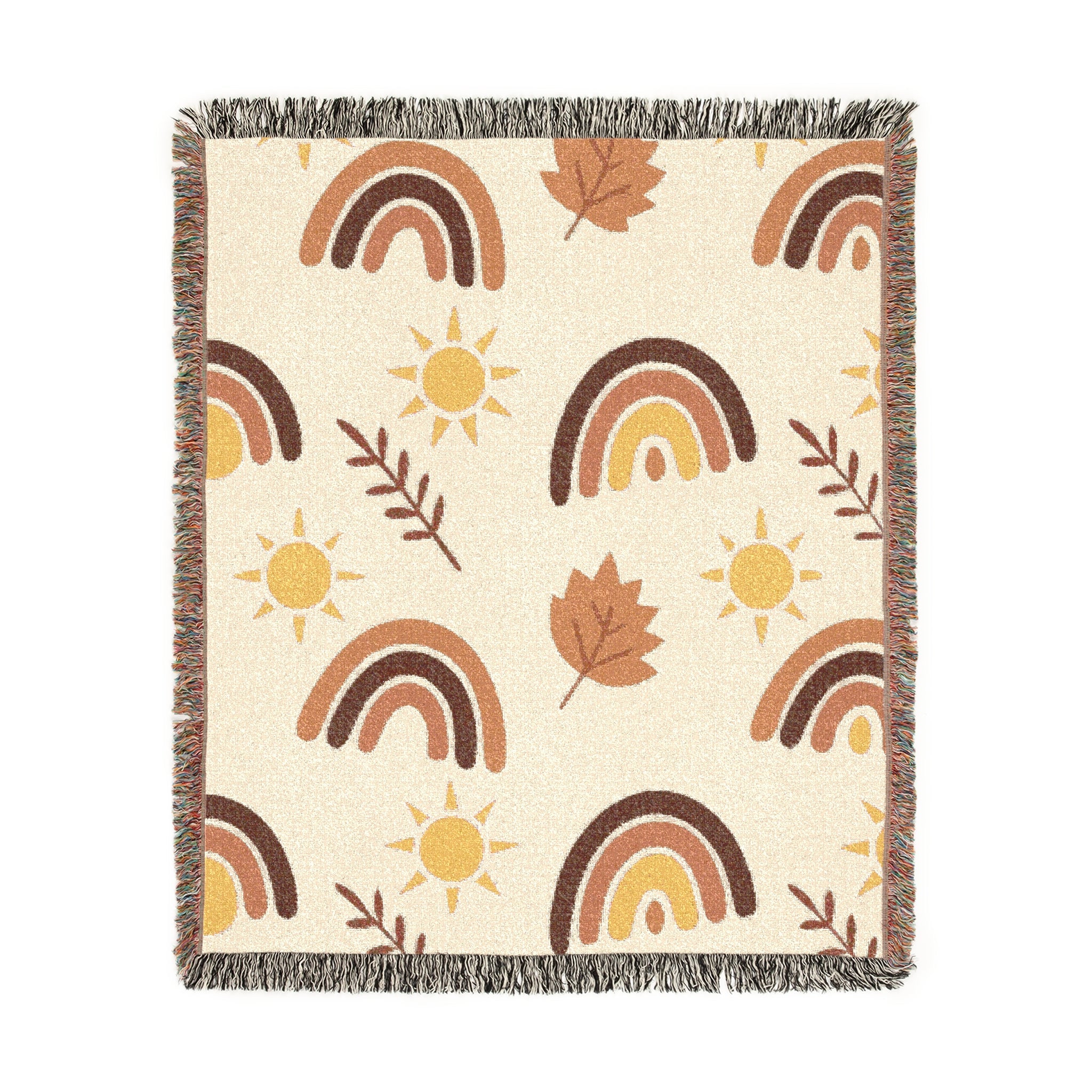 Sunset Leaves Autumn Woven Blanket