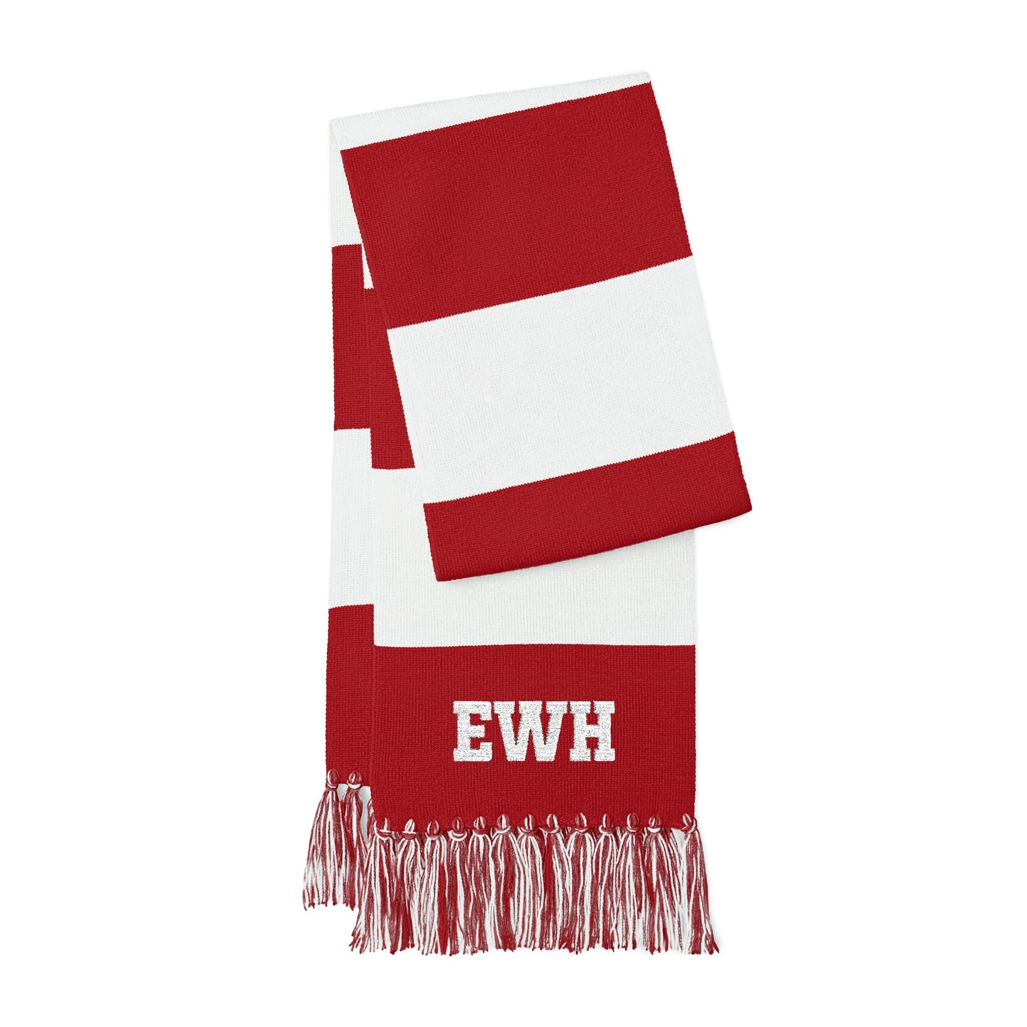 Embroidered Striped Spectator Scarf — Custom Monogram Team Gameday Scarf