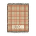 Personalized Plaid Woven Blanket — Custom Name Throw for Cozy Home, Cabin, or Gift