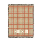 Personalized Plaid Woven Blanket — Custom Name Throw for Cozy Home, Cabin, or Gift
