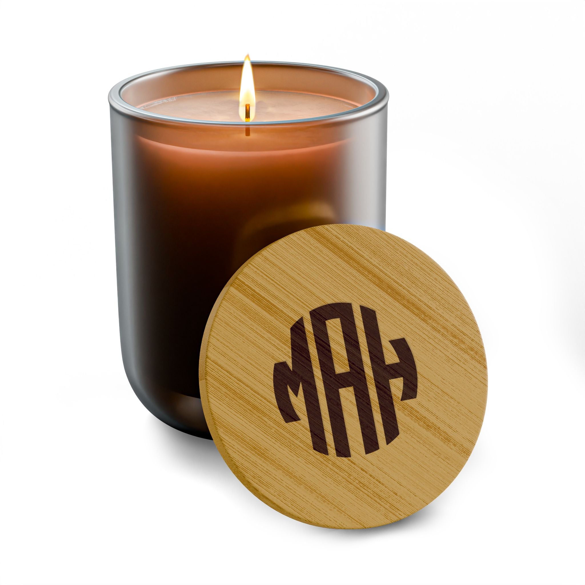 The Monogram Hearth Candle — Personalized, Elevated 14oz Scented Candle Bamboo Lid Ecofriendly