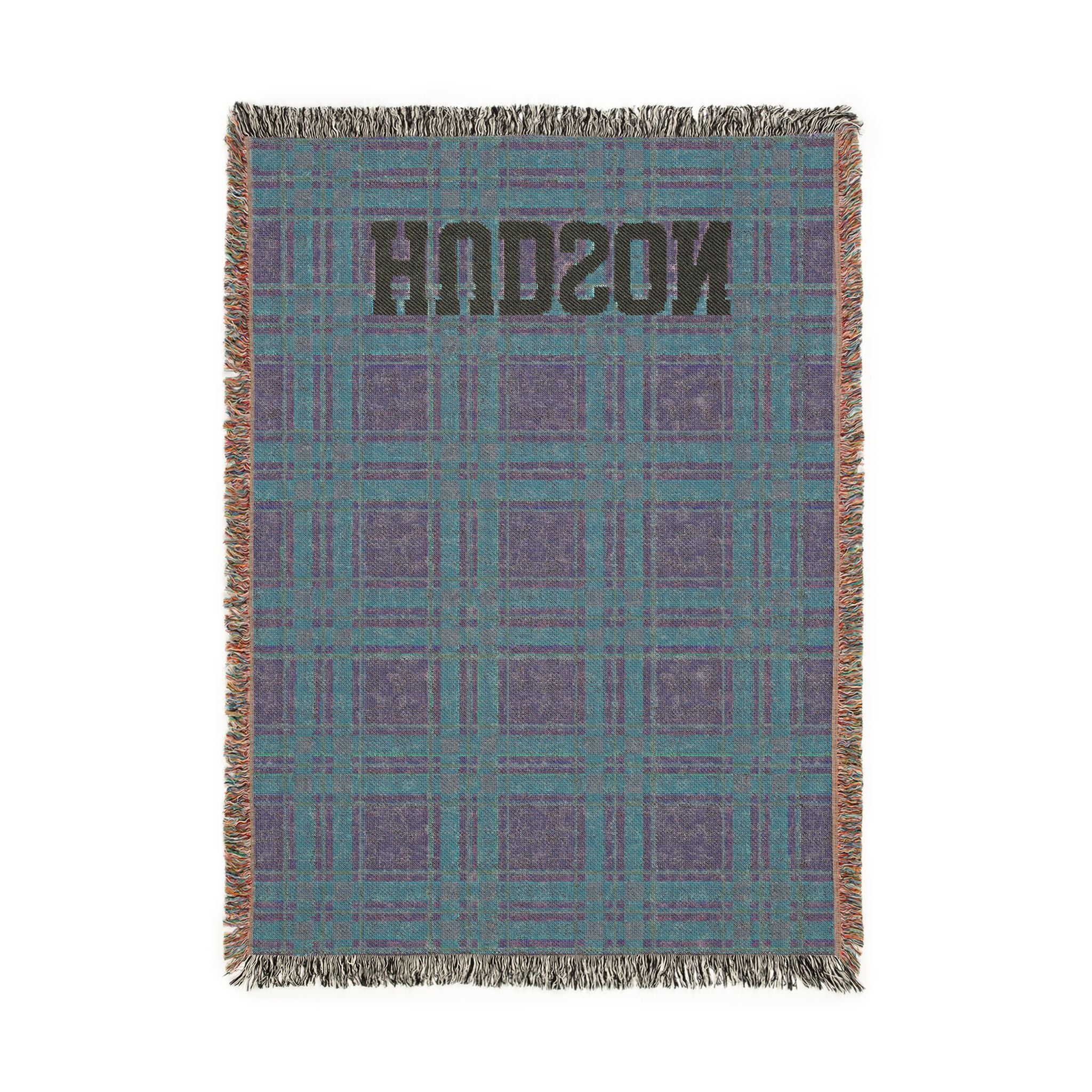 Personalized Plaid Woven Blanket — Custom Name Throw for Cozy Home, Cabin, or Gift
