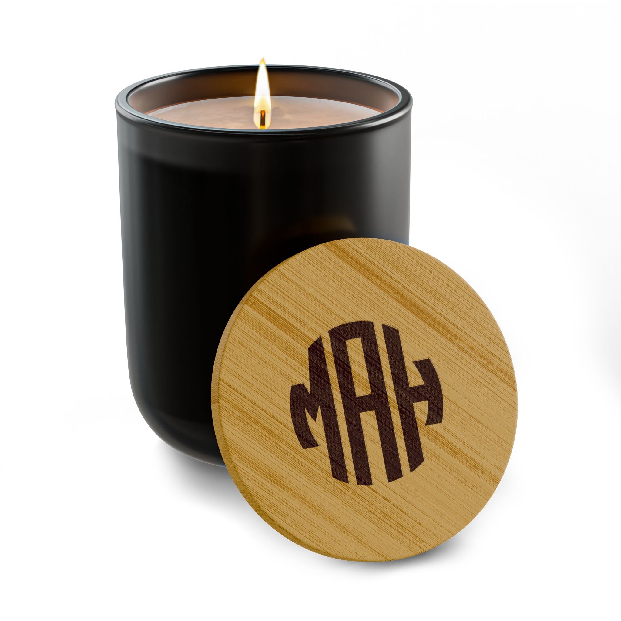 The Monogram Hearth Candle — Personalized, Elevated 14oz Scented Candle Bamboo Lid Ecofriendly