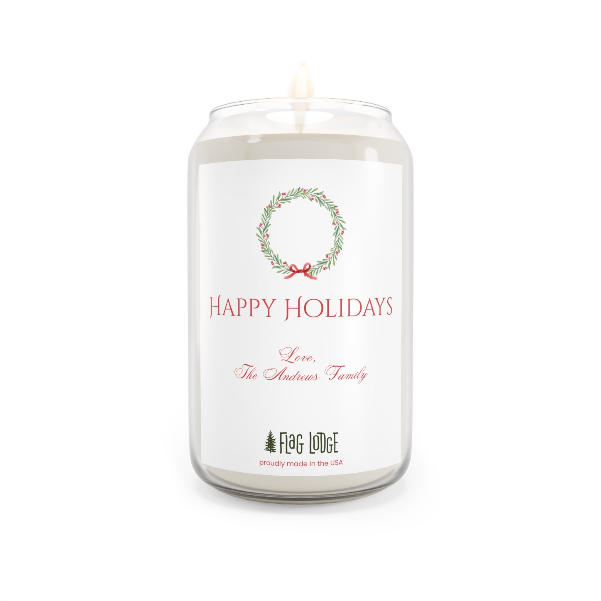 Happy Holidays Scented Soy Candle (Personalized Gift)