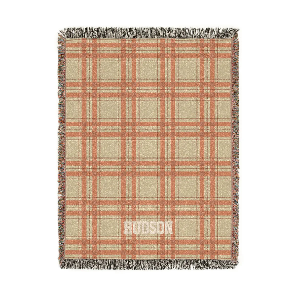 Personalized Plaid Woven Blanket — Custom Name Throw for Cozy Home, Cabin, or Gift