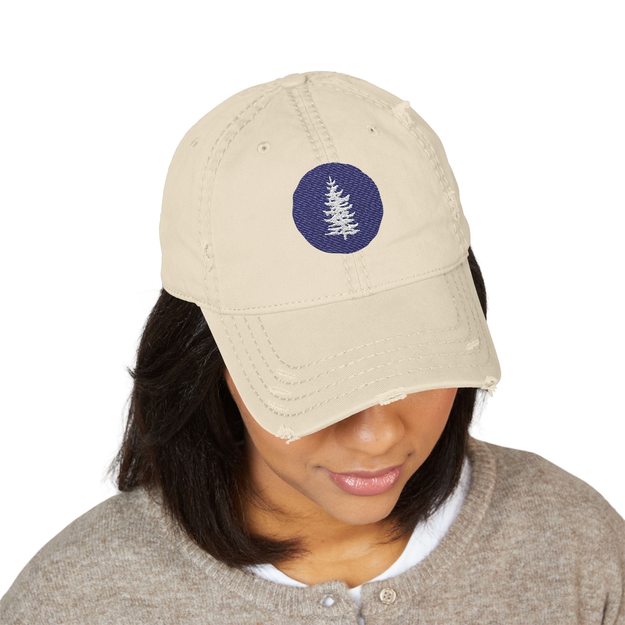 Distressed Tree Embroidered Dad Hat | Casual, Outdoor, Unisex, Gift for Him/Her, Vintage Style