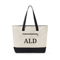 Monogram Canvas Tote Bag – Zippered Canvas Tote with Front Pocket (Personalized ALD)
