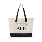 Monogram Canvas Tote Bag – Zippered Canvas Tote with Front Pocket (Personalized ALD)