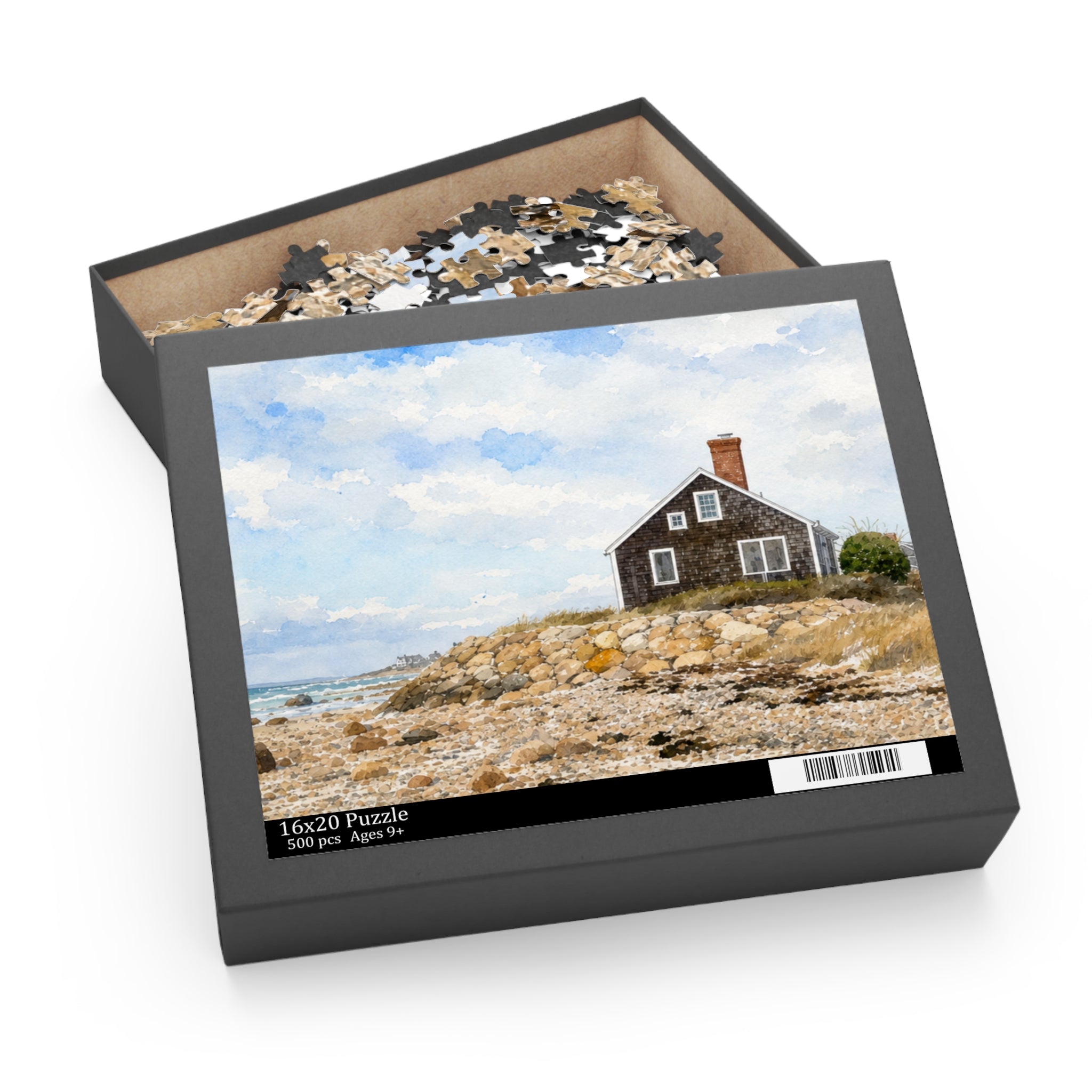Coastal Cottage Jigsaw Puzzle — Scenic Beach House 120/252/500-Piece