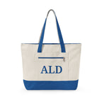 Monogram Canvas Tote Bag – Zippered Canvas Tote with Front Pocket (Personalized ALD)
