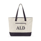 Monogram Canvas Tote Bag – Zippered Canvas Tote with Front Pocket (Personalized ALD)