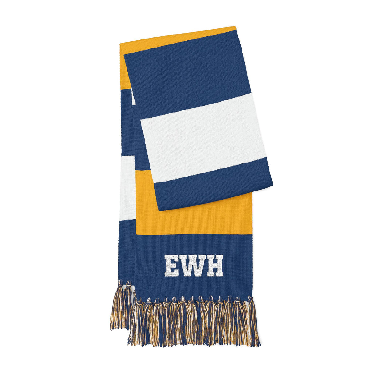 Embroidered Striped Spectator Scarf — Custom Monogram Team Gameday Scarf