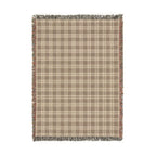 Neutral Cozy Plaid Woven Blanket - Soft Throw for Home Decor