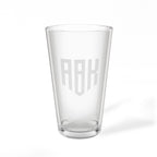 Engraved Shield Monogrammed Pint Glass - Custom Beer Glass