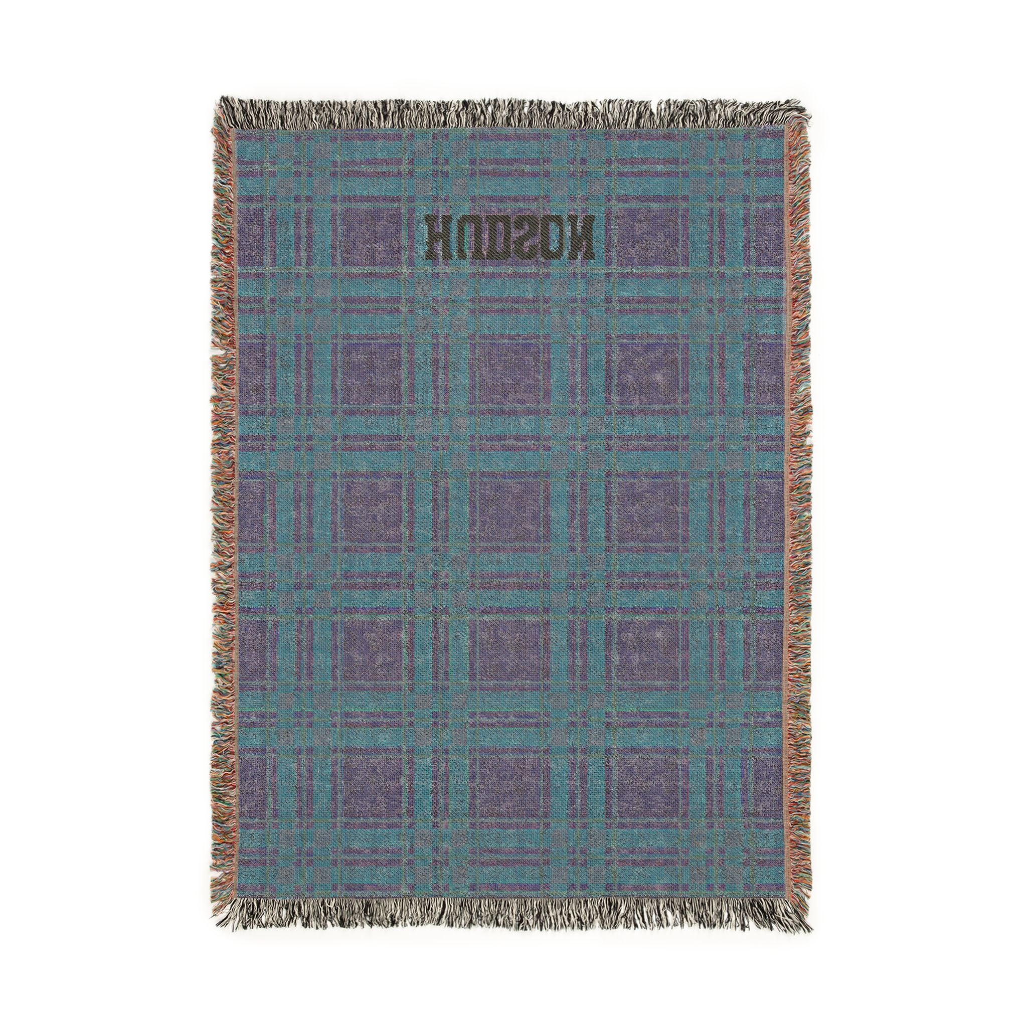 Personalized Plaid Woven Blanket — Custom Name Throw for Cozy Home, Cabin, or Gift