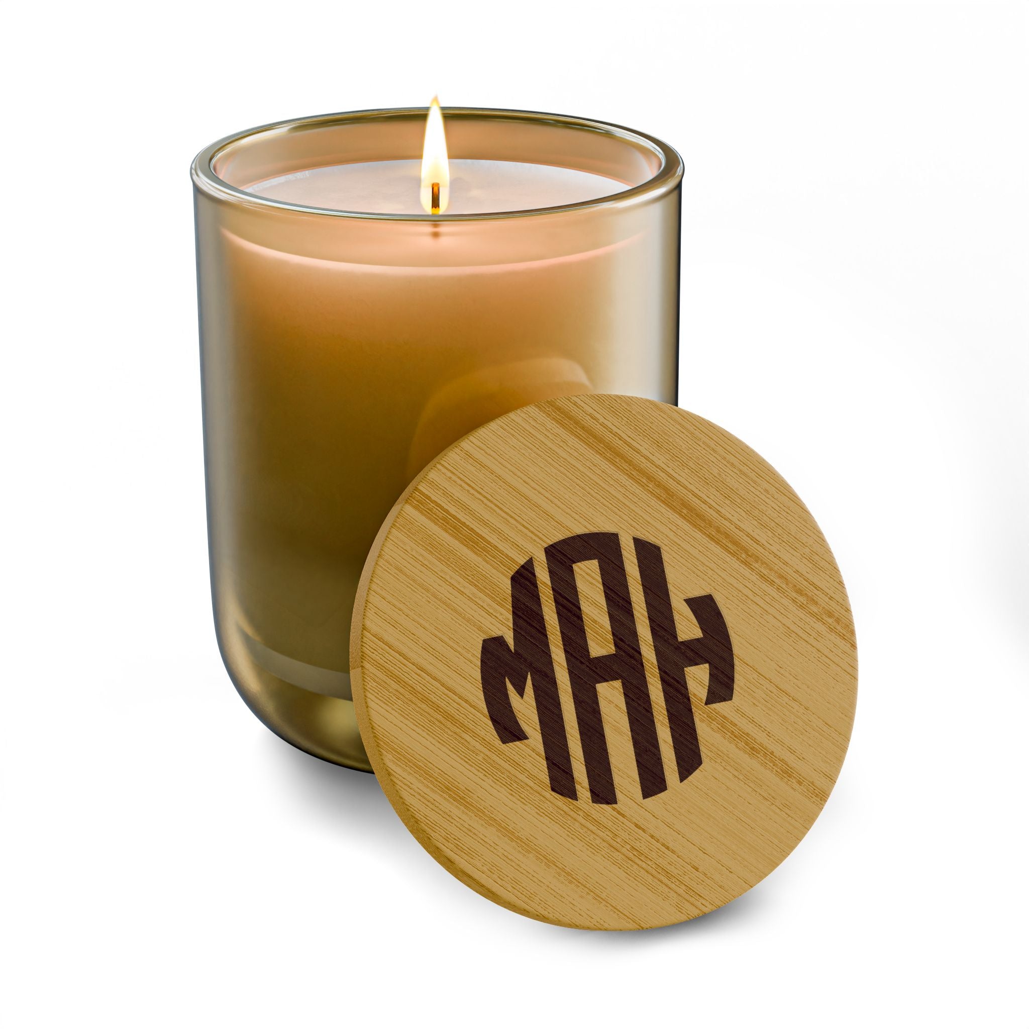 The Monogram Hearth Candle — Personalized, Elevated 14oz Scented Candle Bamboo Lid Ecofriendly