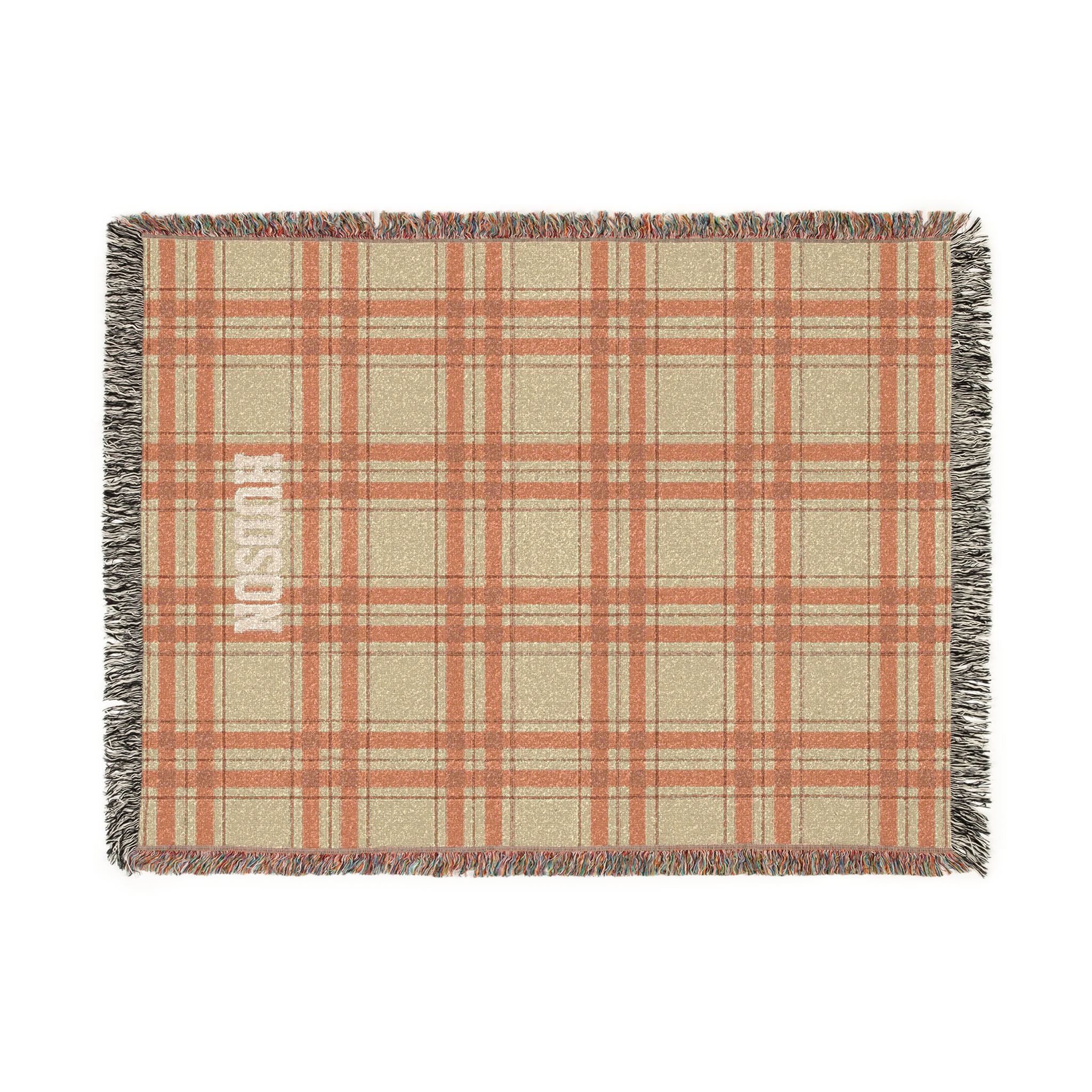 Personalized Plaid Woven Blanket — Custom Name Throw for Cozy Home, Cabin, or Gift
