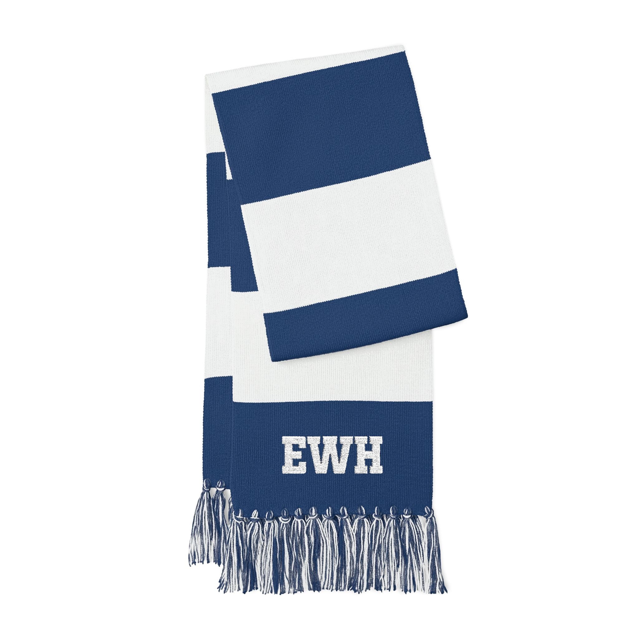 Embroidered Striped Spectator Scarf — Custom Monogram Team Gameday Scarf