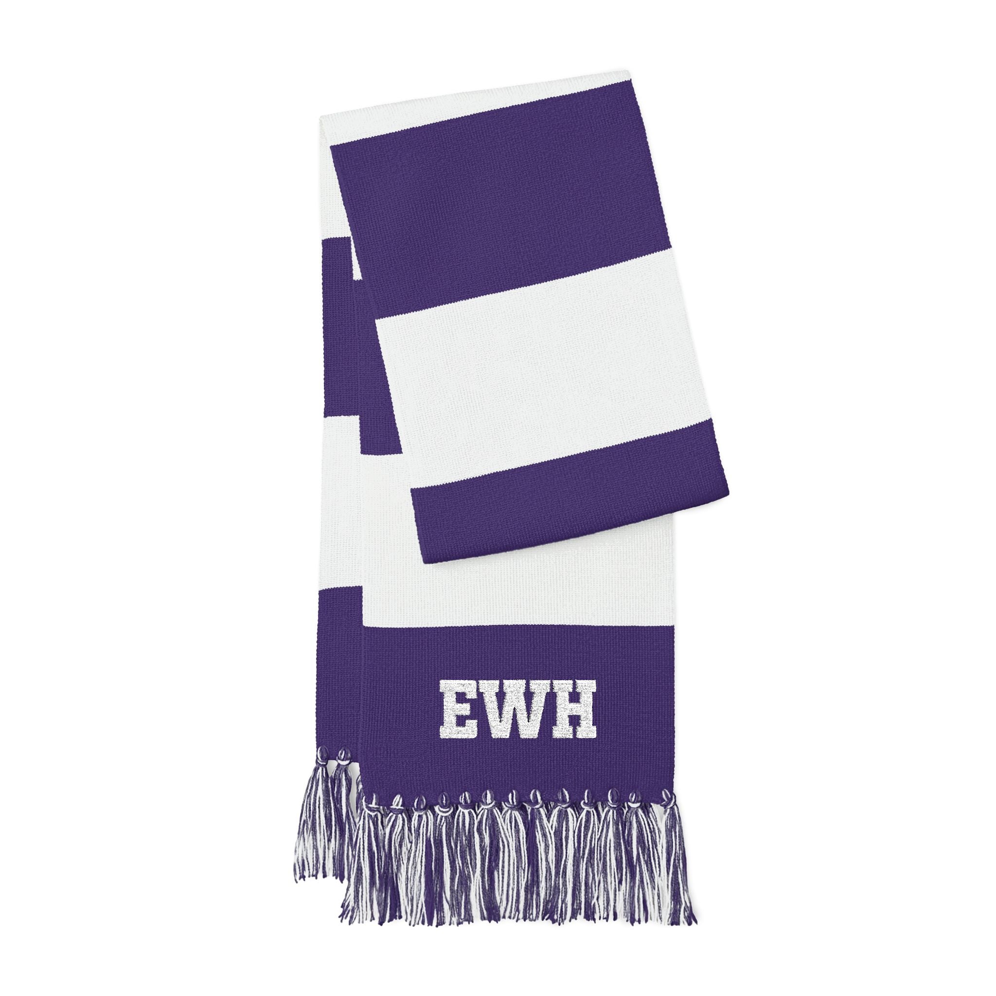 Embroidered Striped Spectator Scarf — Custom Monogram Team Gameday Scarf