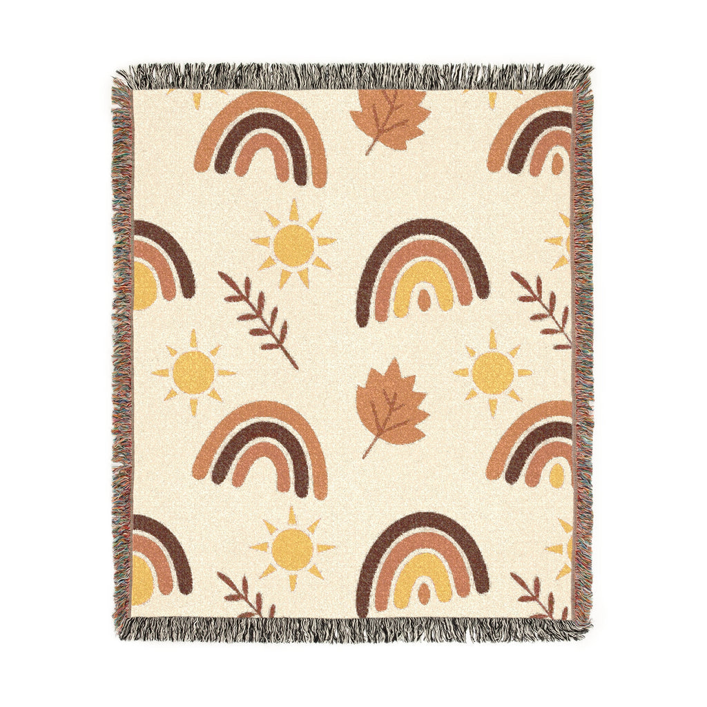 Sunset Leaves Autumn Woven Blanket