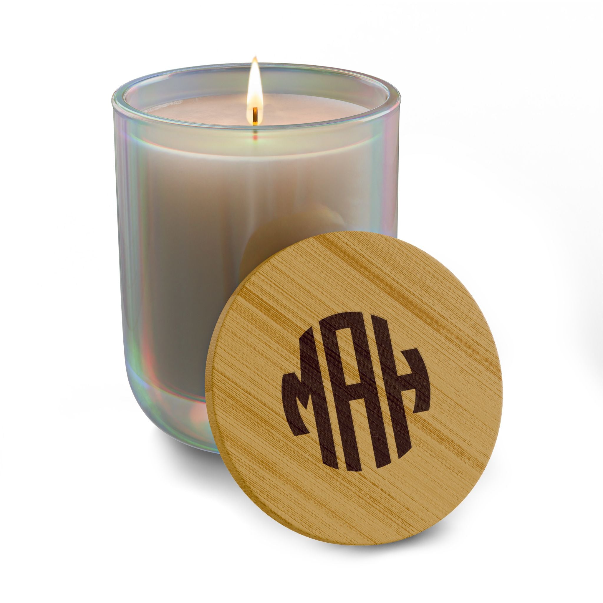 The Monogram Hearth Candle — Personalized, Elevated 14oz Scented Candle Bamboo Lid Ecofriendly