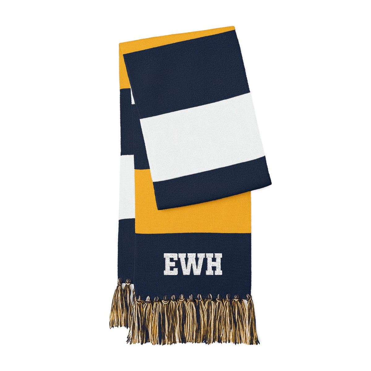 Embroidered Striped Spectator Scarf — Custom Monogram Team Gameday Scarf