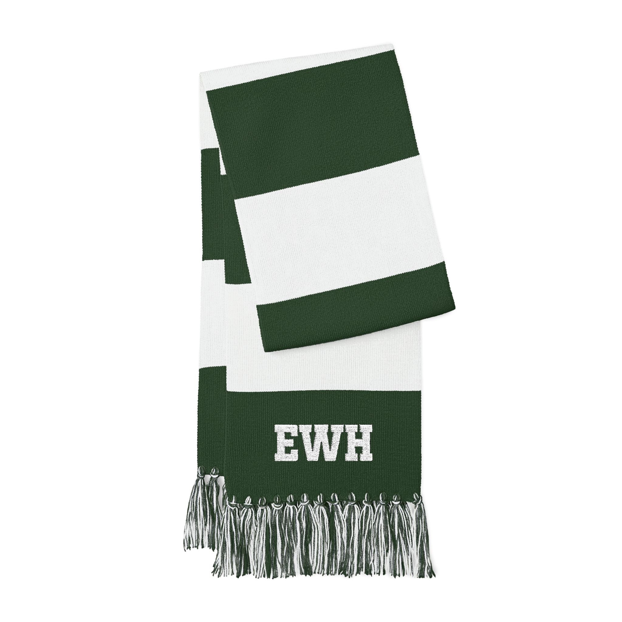 Embroidered Striped Spectator Scarf — Custom Monogram Team Gameday Scarf