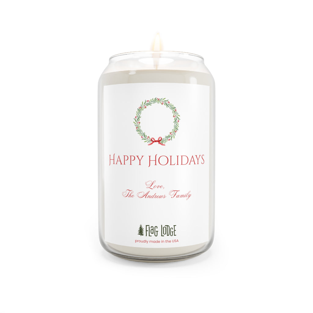Happy Holidays Scented Soy Candle (Personalized Gift)