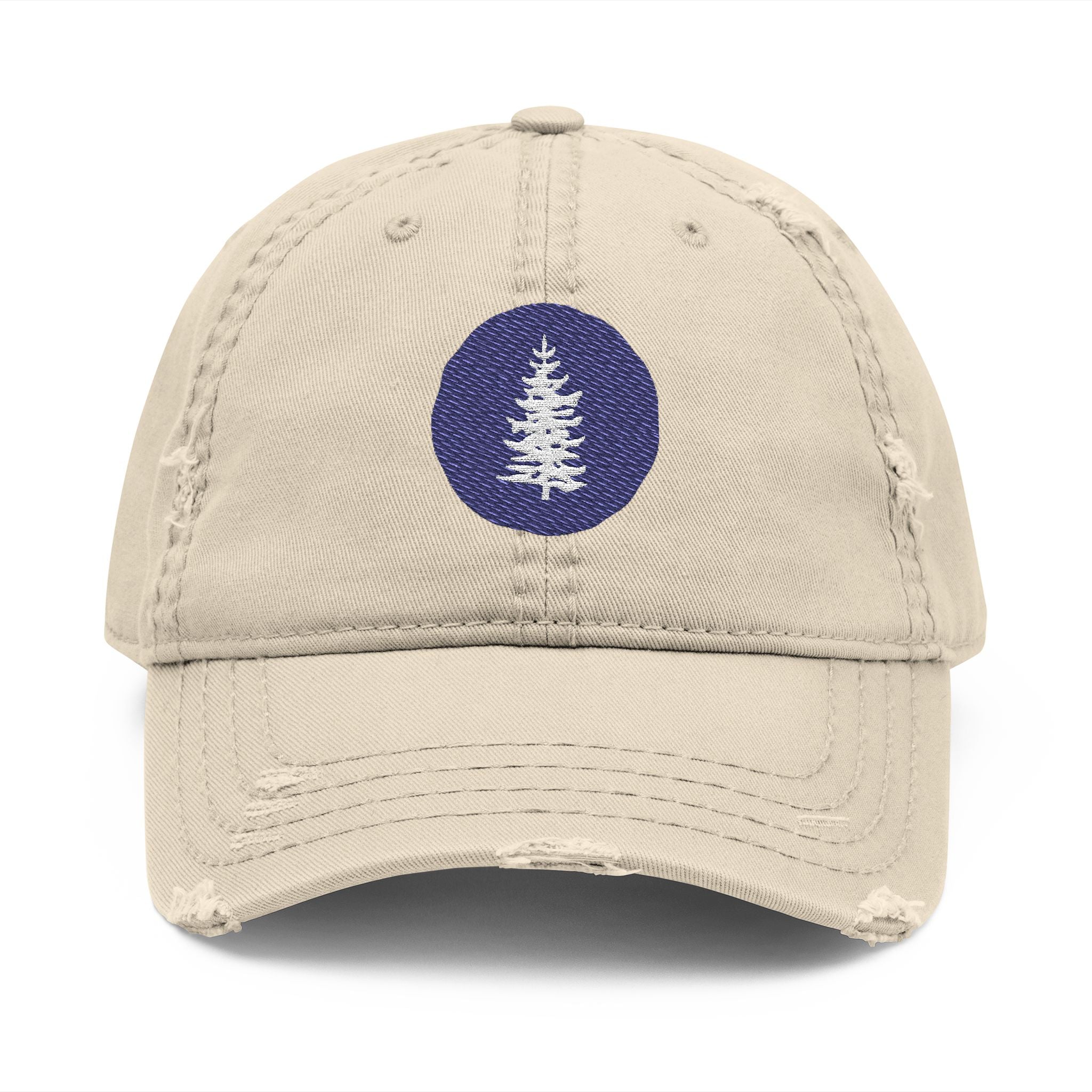 Distressed Tree Embroidered Dad Hat | Casual, Outdoor, Unisex, Gift for Him/Her, Vintage Style