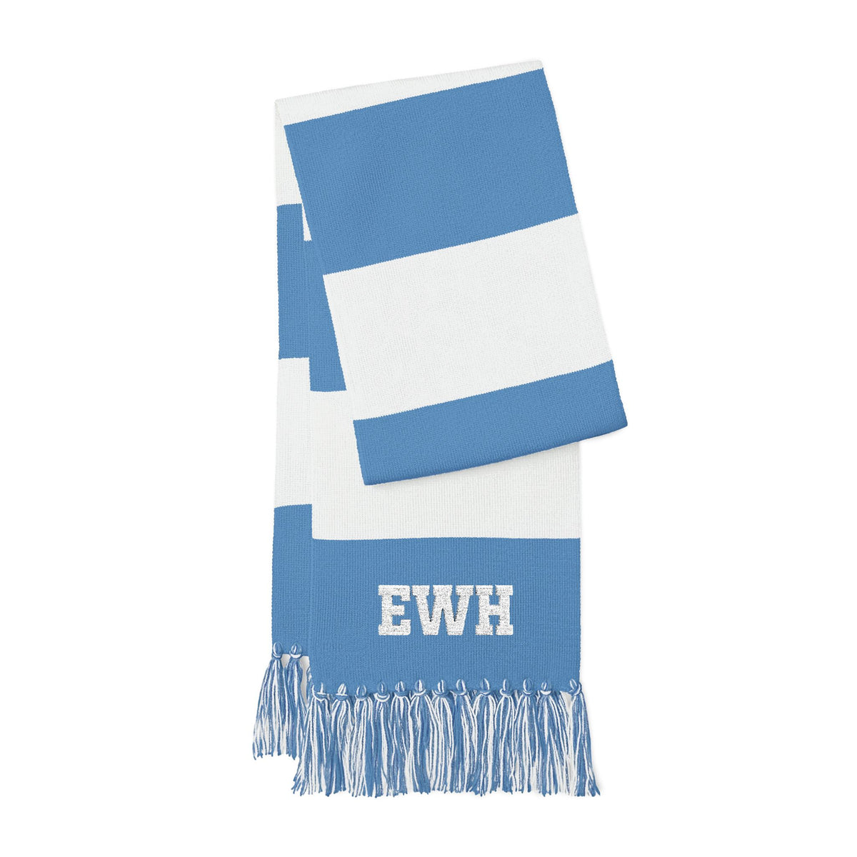 Embroidered Striped Spectator Scarf — Custom Monogram Team Gameday Scarf