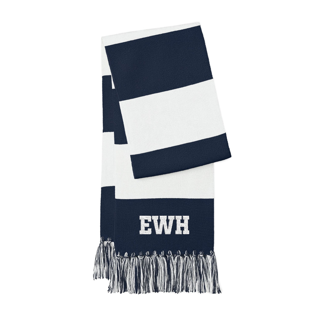 Embroidered Striped Spectator Scarf — Custom Monogram Team Gameday Scarf