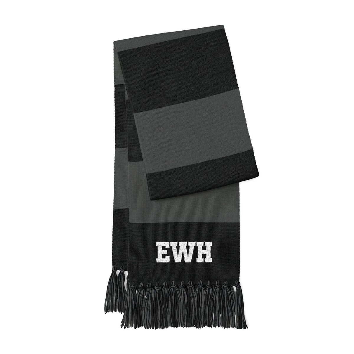 Embroidered Striped Spectator Scarf — Custom Monogram Team Gameday Scarf