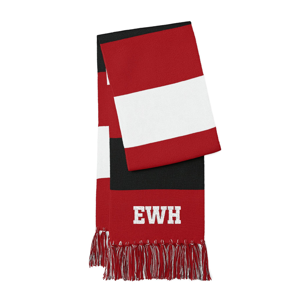Embroidered Striped Spectator Scarf — Custom Monogram Team Gameday Scarf