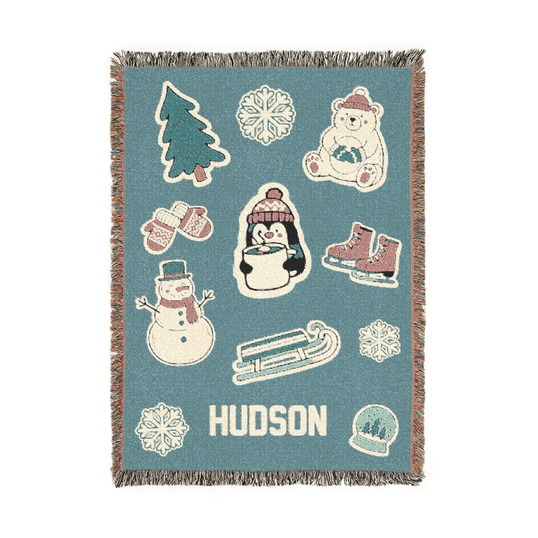 Personalized Winter Whimsy Woven Baby Blanket