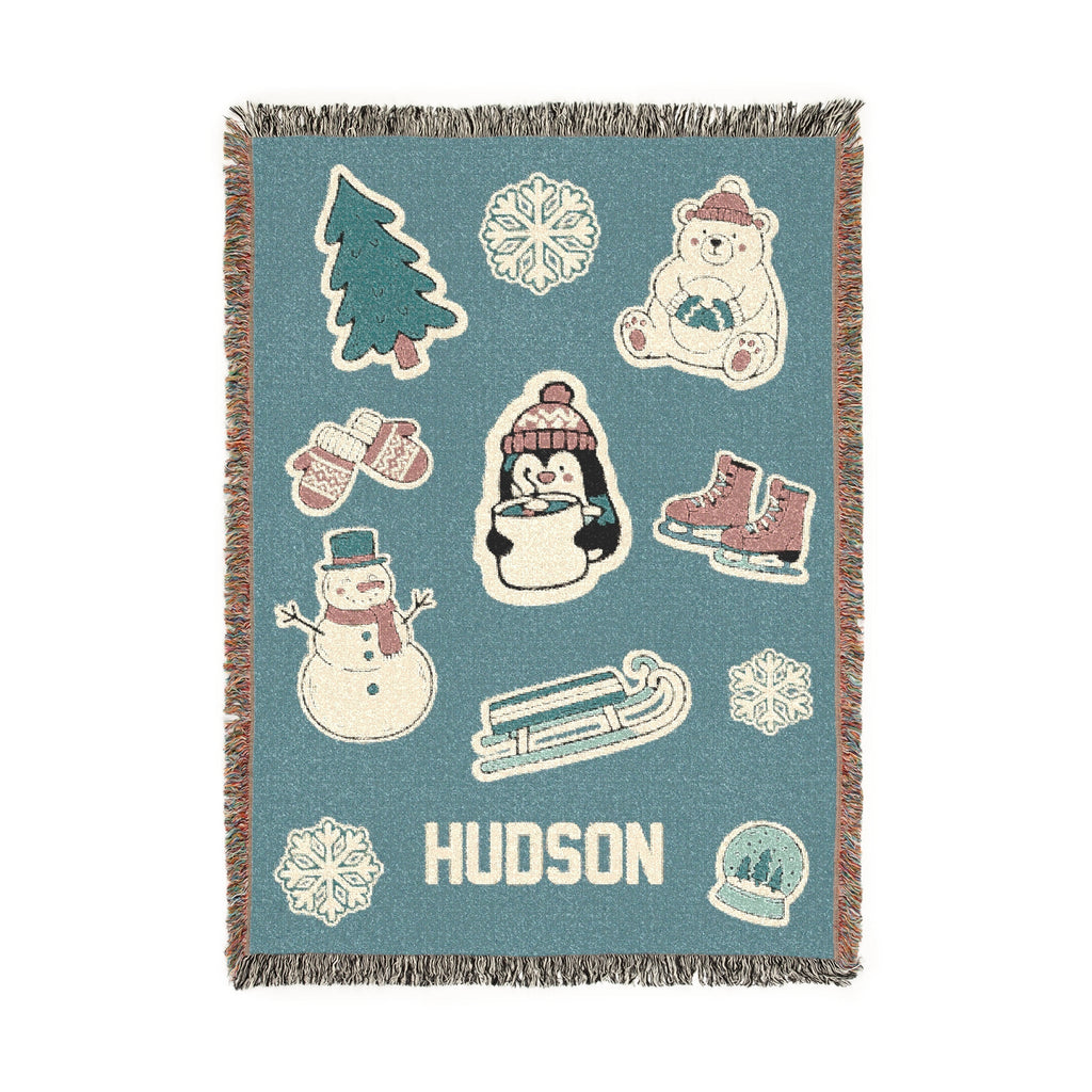 Personalized Winter Whimsy Woven Baby Blanket